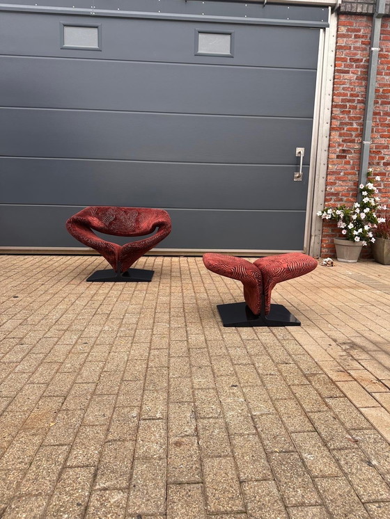 Image 1 of Sedia Ribbon Artifort + Pouf Pierre Paulin in tessuto Pierre Frey. Condizioni perfette!!