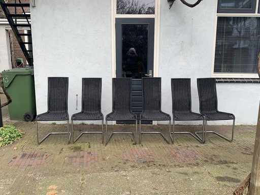 6x Tecta B25 Cantileverstoel, Zwart