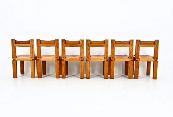 Image 1 of Eetkamerstoelen "S11" van Pierre Chapo, 1966, set van 6