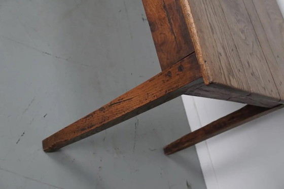 Image 1 of Tavolo da pranzo rustico antico francese in rovere invecchiato, XIX secolo