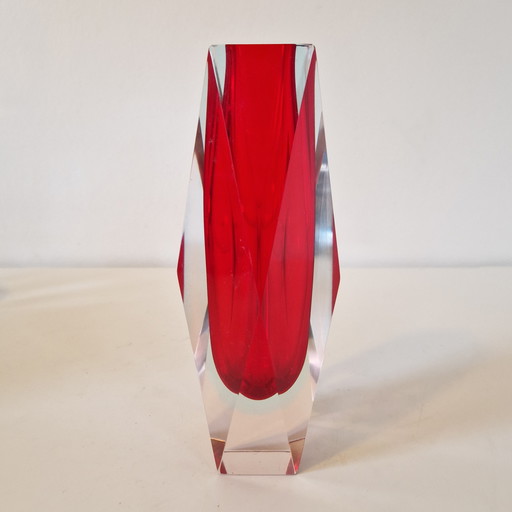 Red Murano Sommerso Vase by Luigi Mandruzzato, 1960s – 20 cm