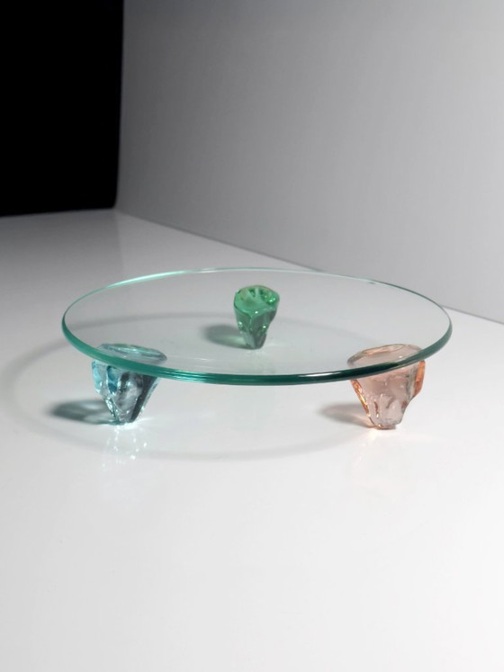 Image 1 of Postmodern Murano bowl, plate, platter, 90s glass, Memphis Milano