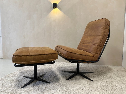 Poltrona Odin Cognac con poggiapiedi