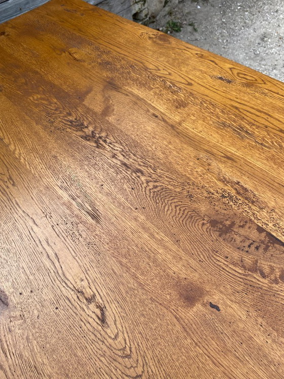 Image 1 of Table de ferme à repas à manger en chêne massif 1950 130x80 h76cm