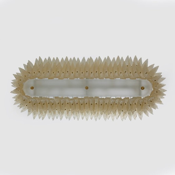 Mid-Century Modern Style Italian Murano Glass And Brass Palmette Chandelier (photo 6 of 10)