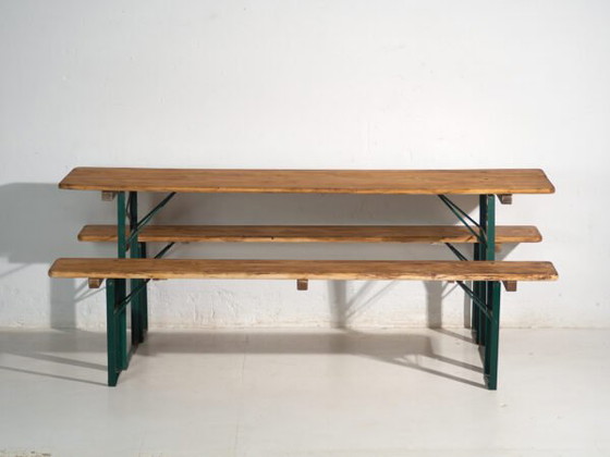 Set da birreria antico, tavolo e due panche – Germania, circa 1960 – Set da giardino, polished steel, Rustic (photo 26 of 40)