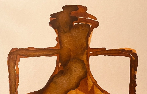 Image 1 of Vaso dipinto ad acquerello e inchiostro collezione Wabi Sabi Marocco