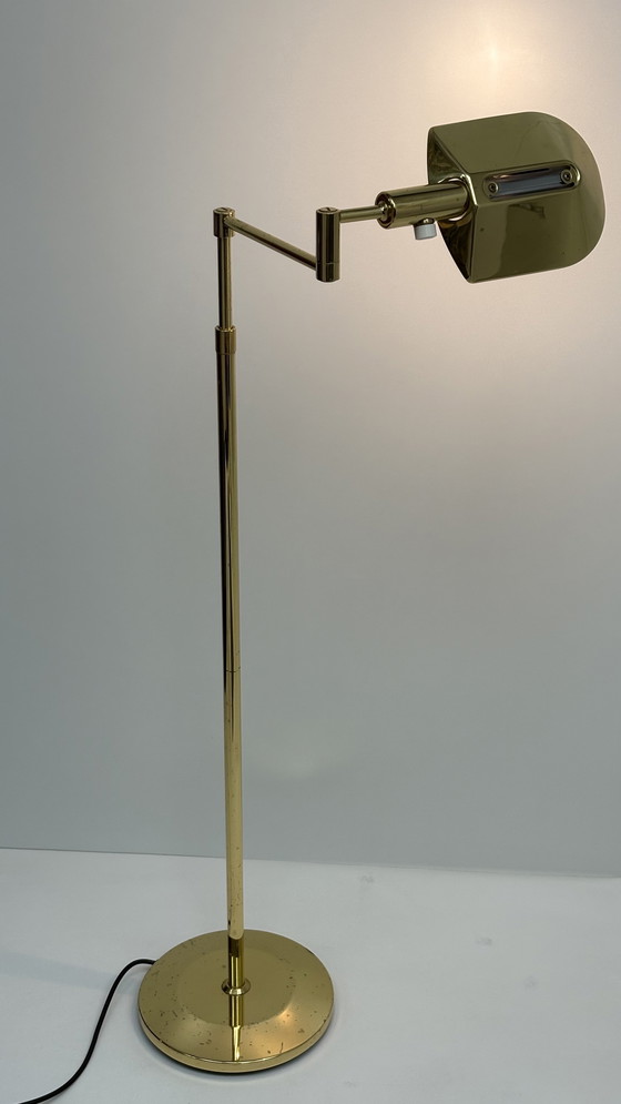 Image 1 of Lampada da lettura vintage in ottone regolabile in altezza Metalarte