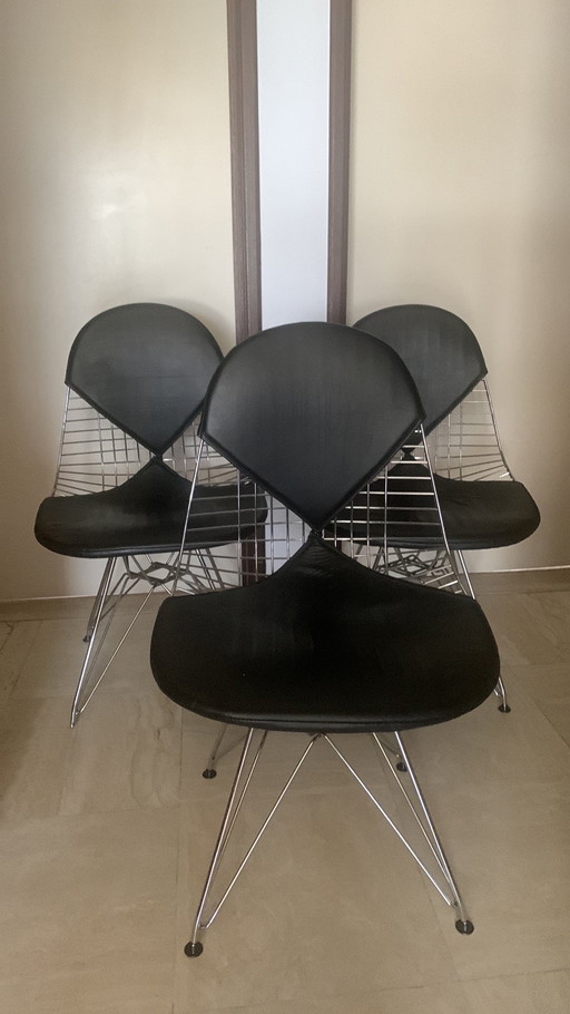 Charles & Ray Eames set van 3 Bikini DKR draadstoelen, Vitra