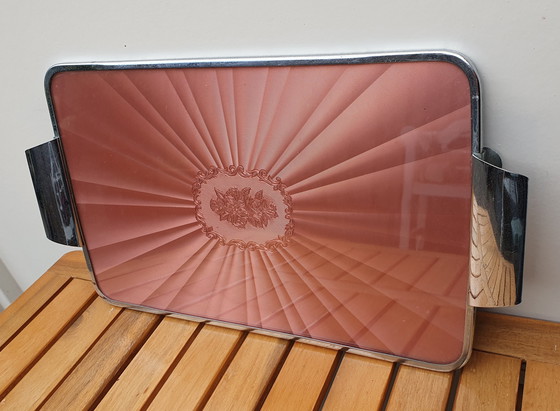 Image 1 of Vintage Dienblad Dienblaadje Roze