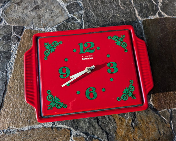 Image 1 of Vintage Red Ceramic Clock By Kienzle, 1970s