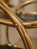 Vintage Serveerwagen | Messing & Zwart Glas | Hollywood Regency | Mid-Century