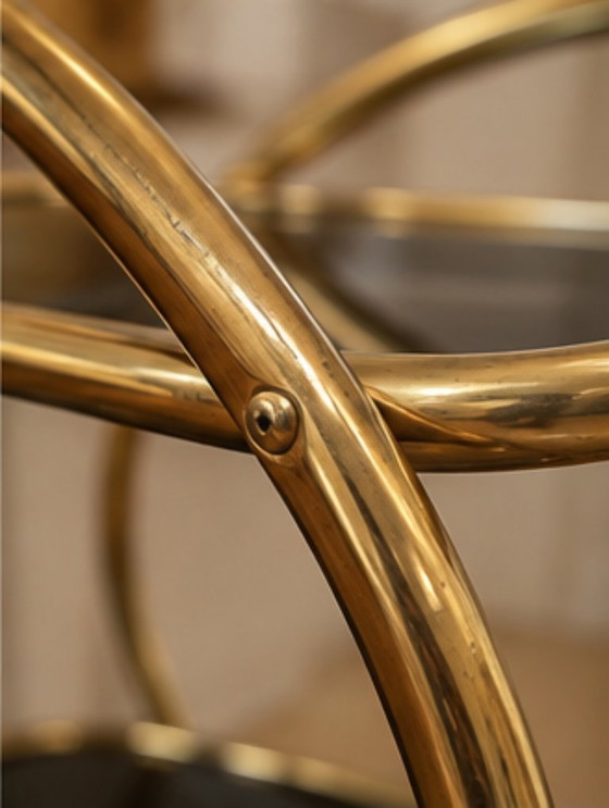 Vintage Barwagen | Messing & Schwarzglas | Hollywood Regency | Mid-Century – Bar carts, Metal (photo 3 of 5)
