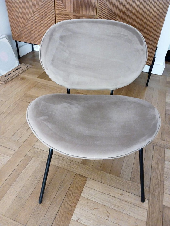 Image 1 of Fauteuil velours beige Maisons du Monde