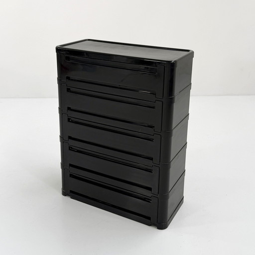 Zwarte ladekast Model 4964 van Olaf Von Bohr voor Kartell, jaren 1970