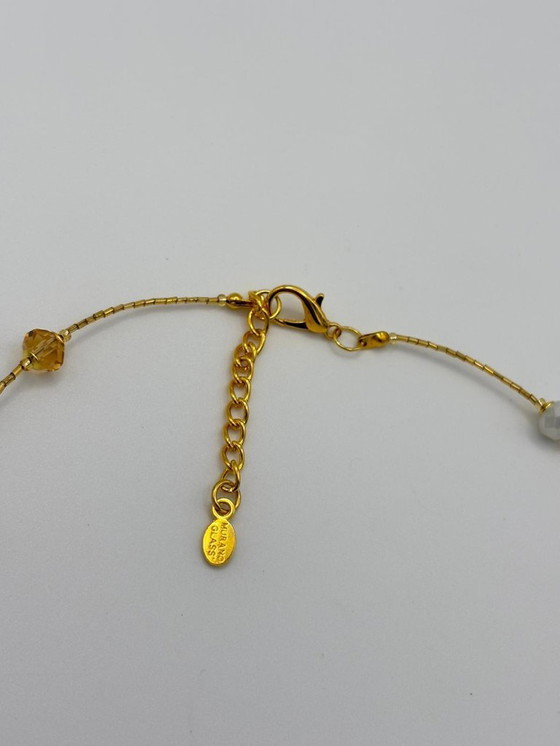 Image 1 of White Murano Glass Necklace with 24kt Gold Leaf – Venetian Artisan Jewelry