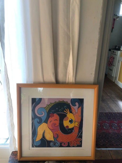 Grafiek Petra Peschkes 1965 Titel You + Me Handgesigneerd