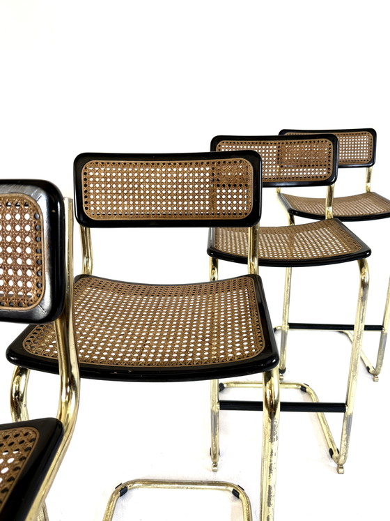 Image 1 of 4x vintage Ceca bar stool, Marcel Breuer style ‘80