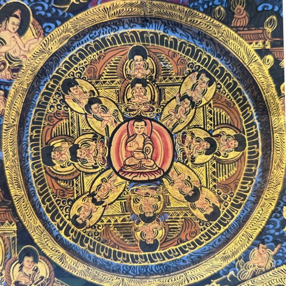 Vajradhatu Mandala Thangka – Rituelle Meditations-Thangka mit den Fünf Dhyani Buddhas (Lot 344) (photo 3 of 7)