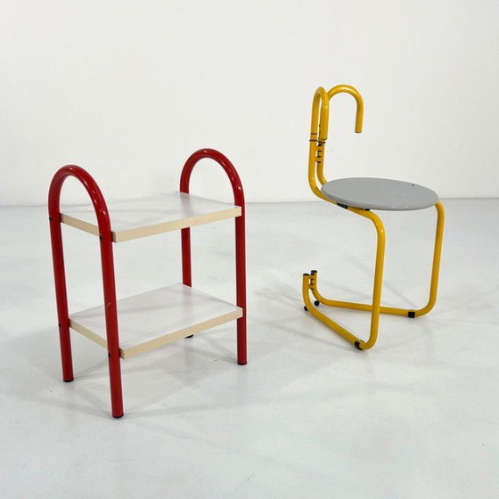 Image 1 of Tavolino tubolare color corallo, anni '70