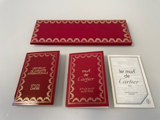 Image 1 of Bolígrafo Cartier Must Santos – Sin usar, platino, completo