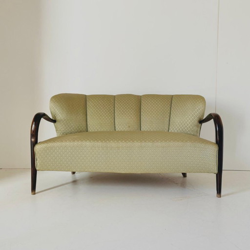 1Xart Deco Two Seats Sofa, Attributed To Malatesta And Mason, Italy 1950S
