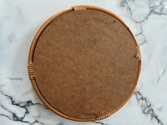 Image 1 of Vintage round rattan mirror
