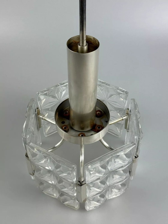 Image 1 of Lampadario da soffitto anni '60 anni '70 Hillebrand Leuchten Germany vetro metallo