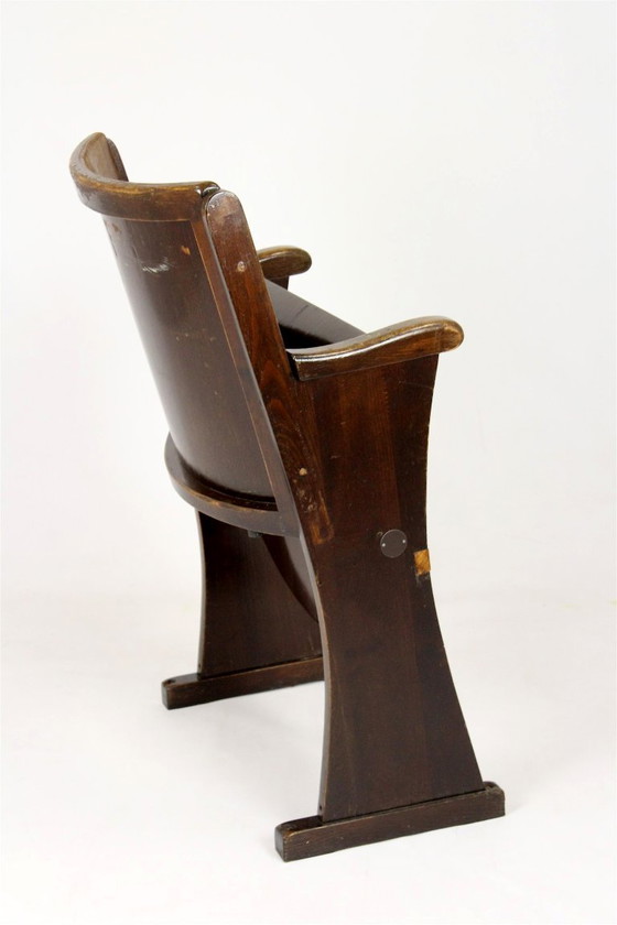 Image 1 of Fauteuil de cinéma vintage TON (Thonet), tchèque des années 1940, siège de théâtre en bois