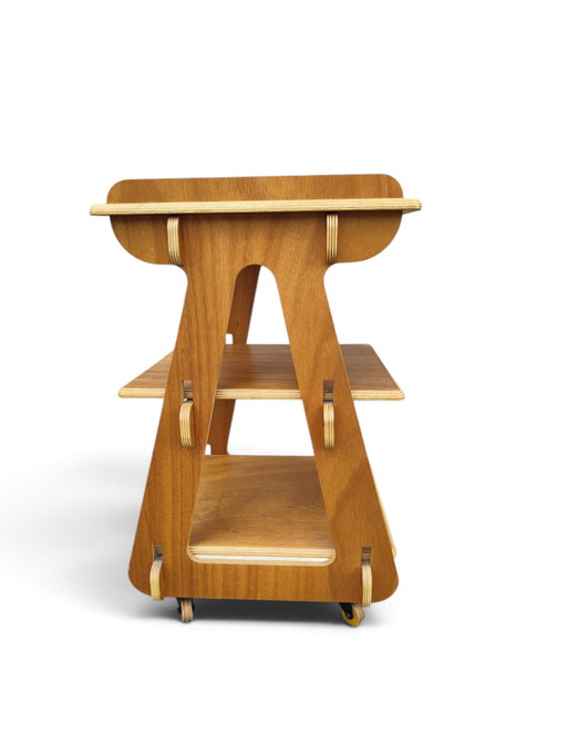 Chariot de bar italien en contreplaqué – serveerwagens, Wood