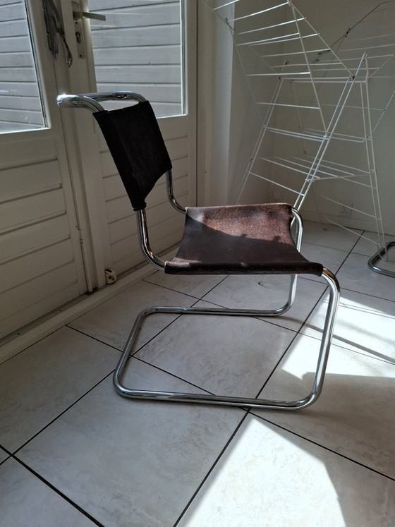Image 1 of 5 sedie vintage in stile Bauhaus con struttura tubolare e rivestimento in pelle