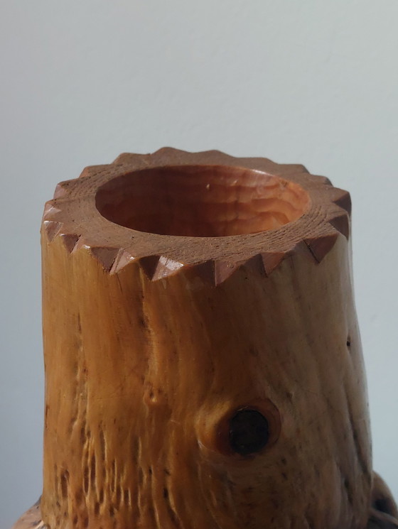 Image 1 of Hand-carved brutalist vintage root wood vase