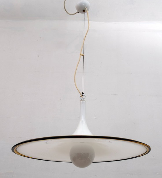 Image 1 of Lustre italien moderne du Mid Century Hat en verre de Murano, 1970