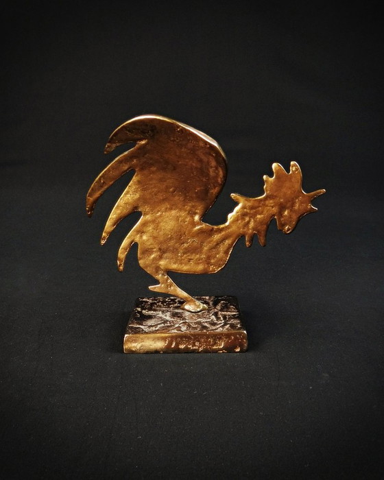 Image 1 of Yves Lohé "Cocorico" sujeto zoomorfo en bronce con pátina dorada de los años 90