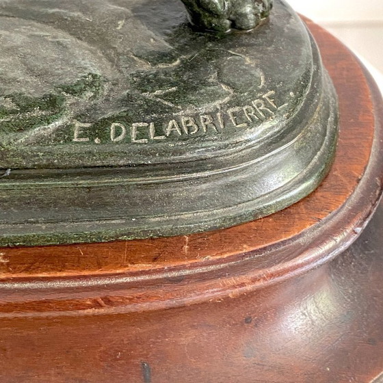 Image 1 of Scultura in bronzo di un leone che cammina, di Édouard Paul DELABRIERRE (1829-1912)