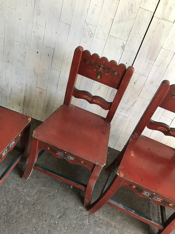 Antique Painted Wooden Dining Chairs, Set of 4 (photo 2 of 11)