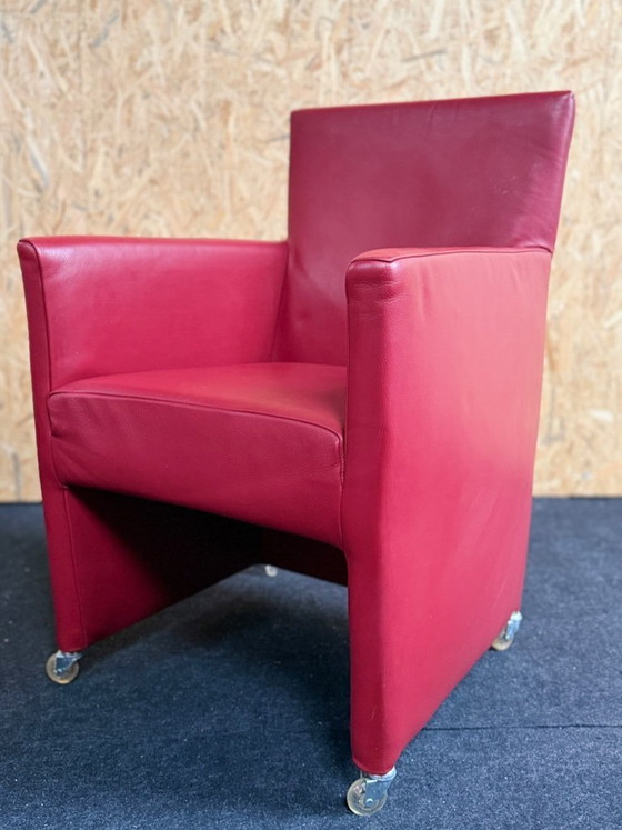 Image 1 of 4 x leren eetkamerstoelen van Bert Plantagie