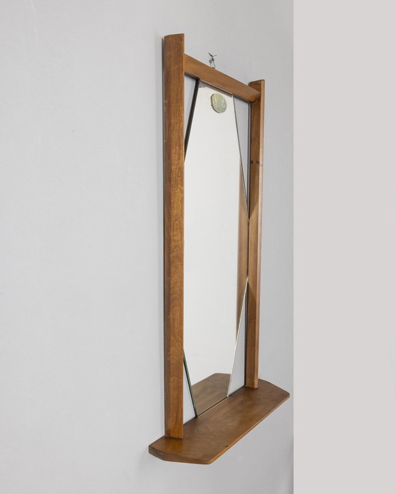 Image 1 of Miroir mural vintage des années 1960 avec étagère