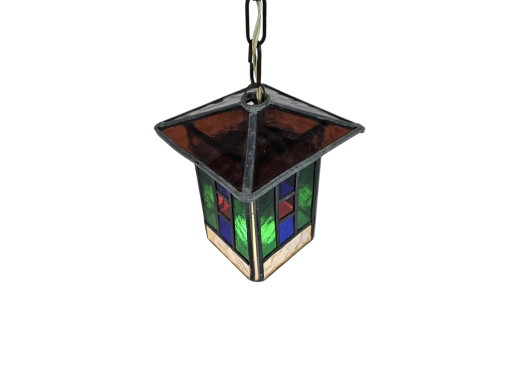 Vintage Stained Glass Pendant Lamp - Lantern Lamp - Amsterdam School Style
