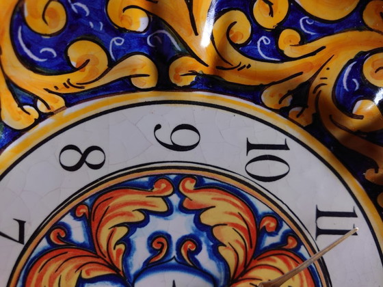Image 1 of Siciliaanse keramische kunstklok uit 1978, met de hand beschilderd. Junghans-uurwerk.
