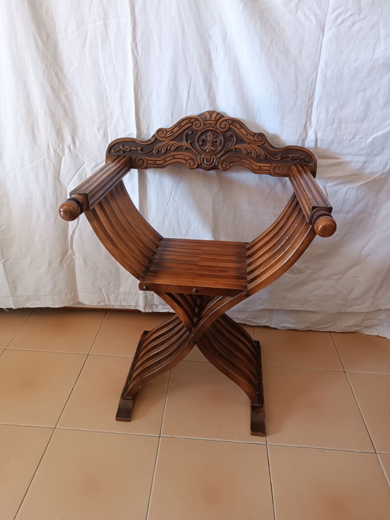 Antica sedia Savonarola, Sedie e poltrone, Legno, Marrone (foto 6 di 6)