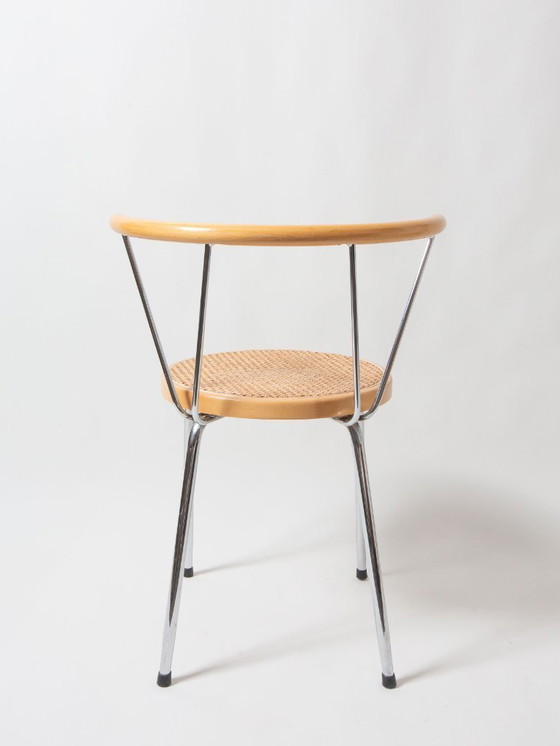 Image 1 of Stoelen met rotan zitting en chroom