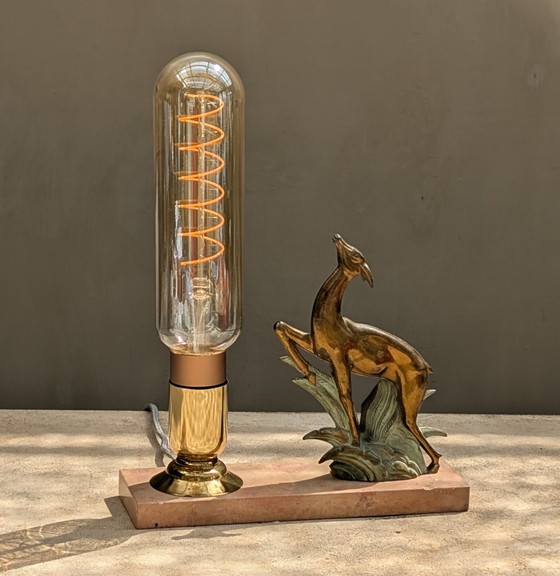 Image 1 of Art Deco Antelope Table Lamp restoration 1930s