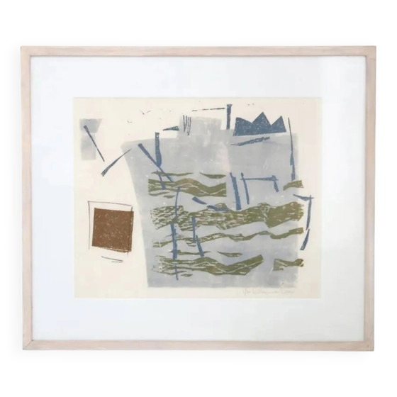 Zeefdruk van Willemijn van Dorp, Schilderijen & Tekeningen, Papier, Hout, Meerdere kleuren, Abstract (foto 3 van 3)