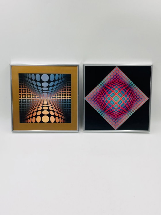 Image 1 of Set of 2 framed folios by V. Vasarely