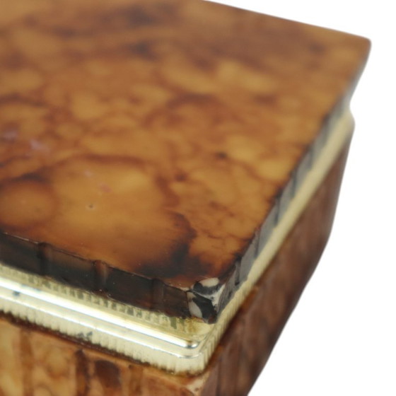 Image 1 of Scatola per fumatori vintage in alabastro arancione