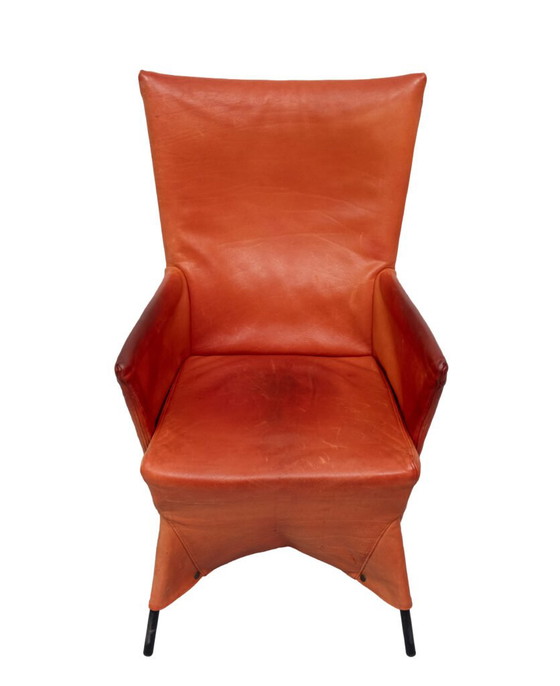 Gerard van der Berg fauteuil met oranje leren rok, jaren 80 – Leather, Dutch Design Style (photo 25 of 40)