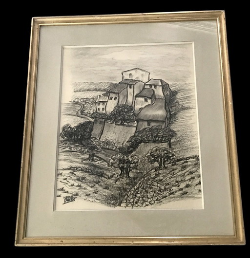 Charcoal drawing Pascal Maixent XXth century