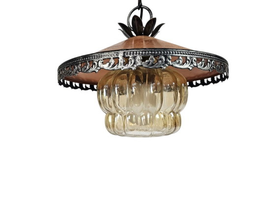 Image 1 of VEB Narva Leuchtenbau Lengeveld - hanglamp - koper - glas - Oost Duitsland - 70's