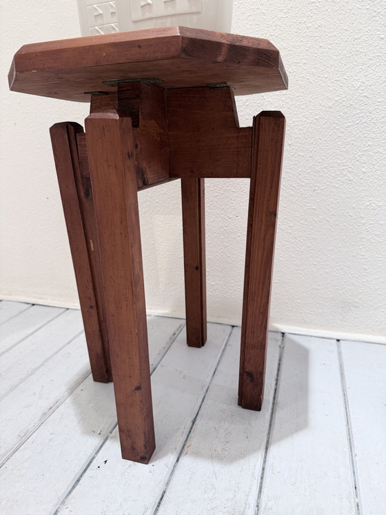 Vintage Brutalist Solid Wood Stool / Side Table (photo 9 of 12)